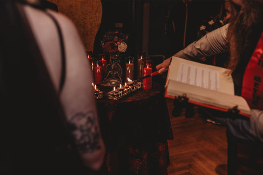 This wedding at The Satanic Temple Salem had a surprise guest